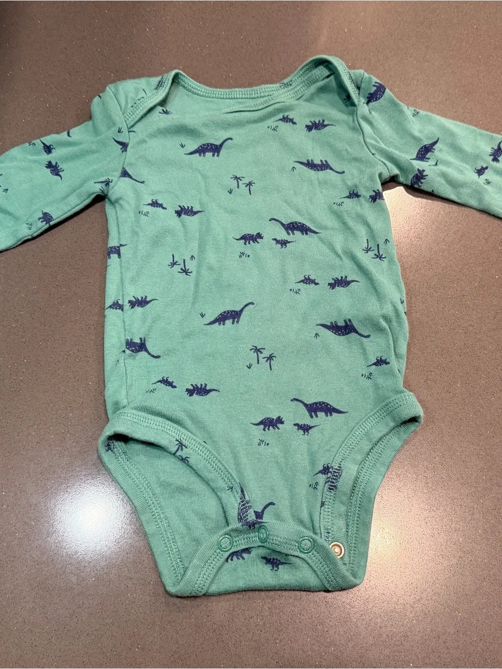 Carter's Green Long-Sleeve Dinosaur Bodysuit